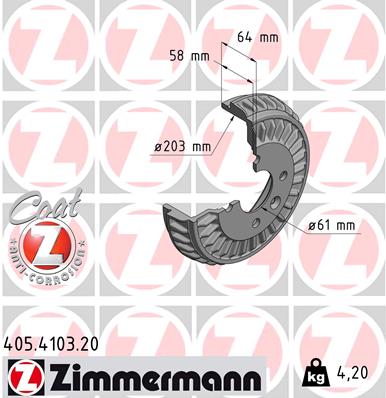 Brake Drum - 405.4103.20 ZIMMERMANN