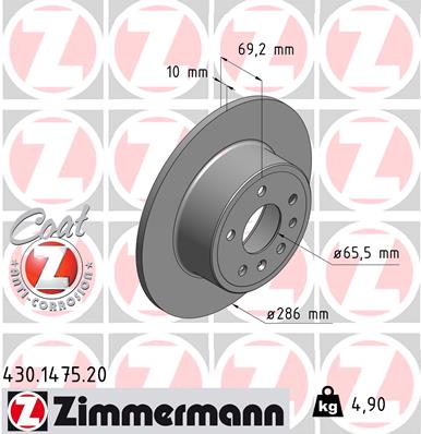 Brake Disc - 430.1475.20 ZIMMERMANN
