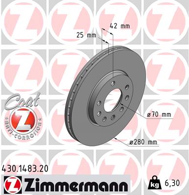 Brake Disc - 430.1483.20 ZIMMERMANN