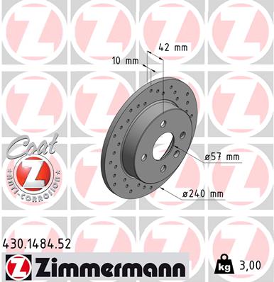 Brake Disc - 430.1484.52 ZIMMERMANN