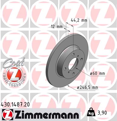 Brake Disc - 430.1487.20 ZIMMERMANN