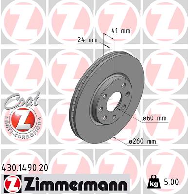 Brake Disc - 430.1490.20 ZIMMERMANN