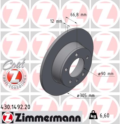 Brake Disc - 430.1492.20 ZIMMERMANN
