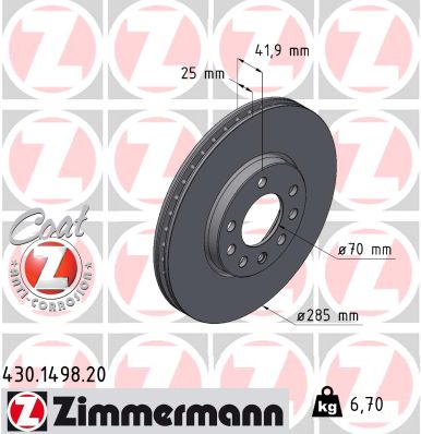 Brake Disc - 430.1498.20 ZIMMERMANN
