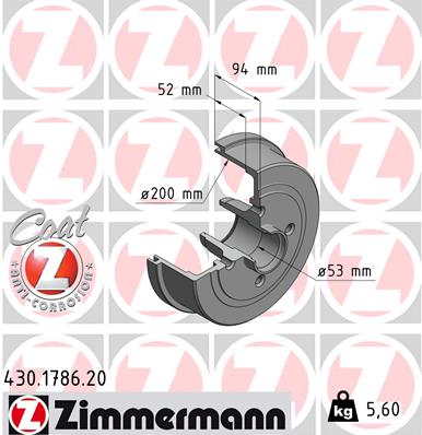 Tamburo freno - 430.1786.20 ZIMMERMANN