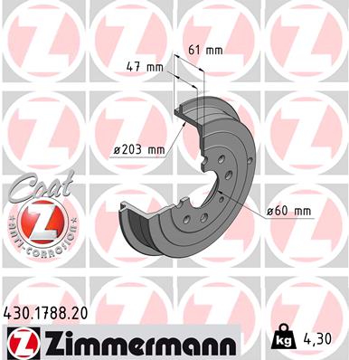 Brake Drum - 430.1788.20 ZIMMERMANN