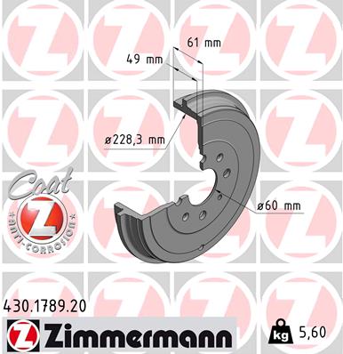 Brake Drum - 430.1789.20 ZIMMERMANN
