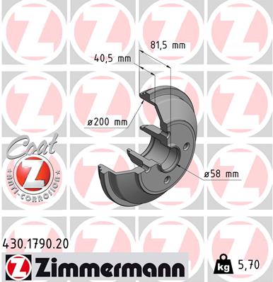 Brake Drum - 430.1790.20 ZIMMERMANN