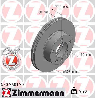 Brake Disc - 430.2601.20 ZIMMERMANN