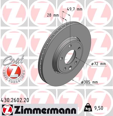 Brake Disc - 430.2602.20 ZIMMERMANN