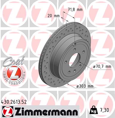 stabdžių diskas - 430.2613.52 ZIMMERMANN