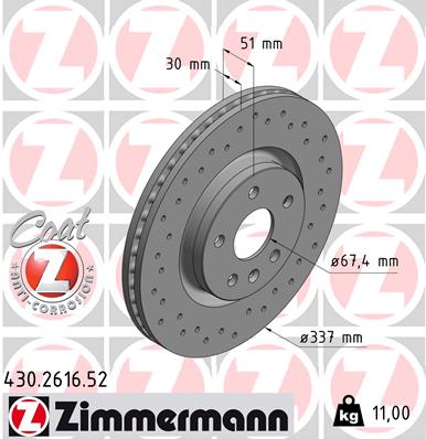 stabdžių diskas - 430.2616.52 ZIMMERMANN
