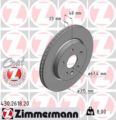 Brake Disc - 430.2618.20 ZIMMERMANN