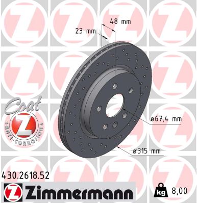 Brake Disc - 430.2618.52 ZIMMERMANN