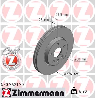 Brake Disc - 430.2621.20 ZIMMERMANN