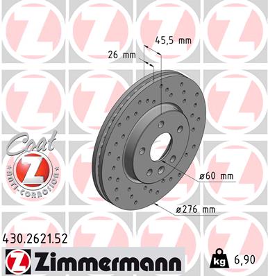 Brake Disc - 430.2621.52 ZIMMERMANN