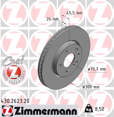 Brake Disc - 430.2623.20 ZIMMERMANN