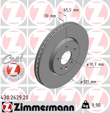 stabdžių diskas - 430.2629.20 ZIMMERMANN