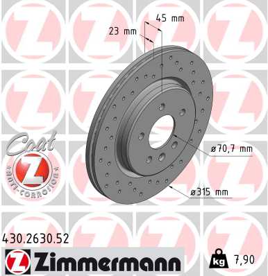 Brake Disc - 430.2630.52 ZIMMERMANN