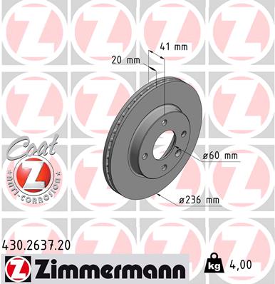 Brake Disc - 430.2637.20 ZIMMERMANN