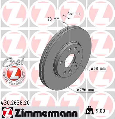Brake Disc - 430.2638.20 ZIMMERMANN