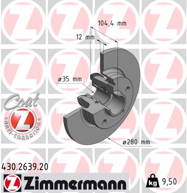Brake Disc - 430.2639.20 ZIMMERMANN
