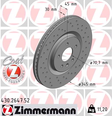 Brake Disc - 430.2647.52 ZIMMERMANN
