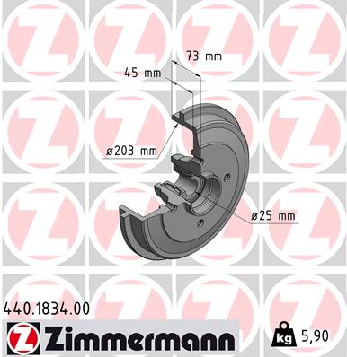 Tamburo freno - 440.1834.00 ZIMMERMANN