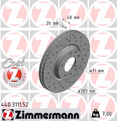 stabdžių diskas - 440.3111.52 ZIMMERMANN