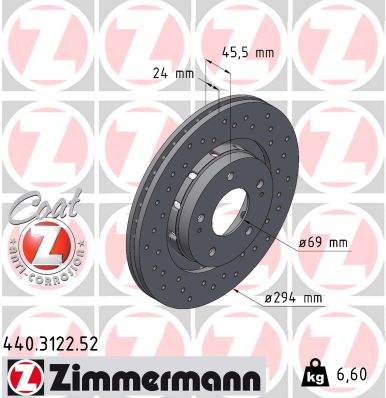 Brake Disc - 440.3122.52 ZIMMERMANN