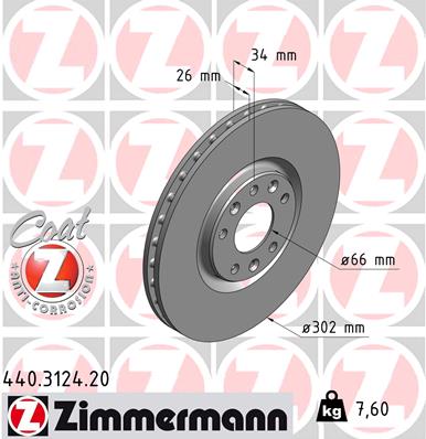 Brake Disc - 440.3124.20 ZIMMERMANN