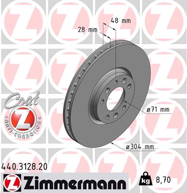 Brake Disc - 440.3128.20 ZIMMERMANN