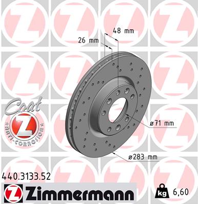 Brake Disc - 440.3133.52 ZIMMERMANN