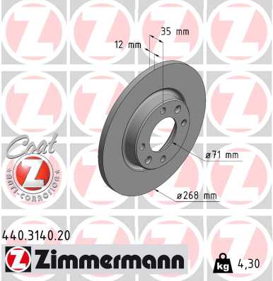 Brake Disc - 440.3140.20 ZIMMERMANN