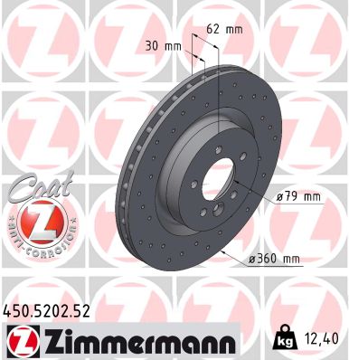 Brake Disc - 450.5202.52 ZIMMERMANN