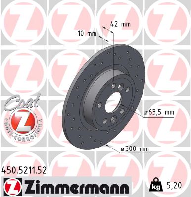 Brake Disc - 450.5211.52 ZIMMERMANN