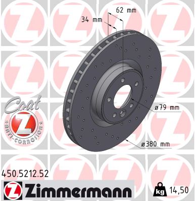 stabdžių diskas - 450.5212.52 ZIMMERMANN