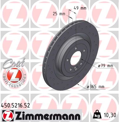Brake Disc - 450.5216.52 ZIMMERMANN