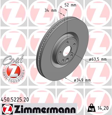Brake Disc - 450.5225.20 ZIMMERMANN