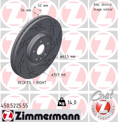 Brake Disc - 450.5225.55 ZIMMERMANN