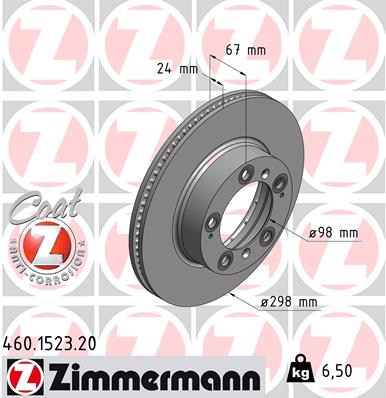 Brake Disc - 460.1523.20 ZIMMERMANN