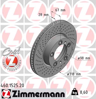 Brake Disc - 460.1525.20 ZIMMERMANN
