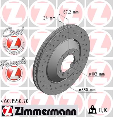Brake Disc - 460.1550.70 ZIMMERMANN