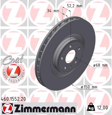 Brake Disc - 460.1552.20 ZIMMERMANN