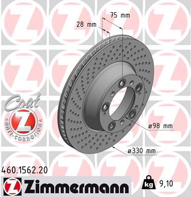 stabdžių diskas - 460.1562.20 ZIMMERMANN