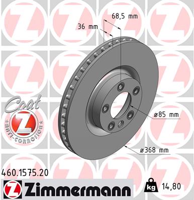 Brake Disc - 460.1575.20 ZIMMERMANN