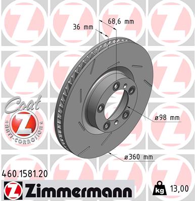 Brake Disc - 460.1581.20 ZIMMERMANN
