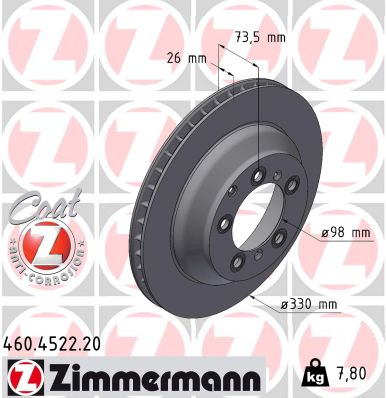Brake Disc - 460.4522.20 ZIMMERMANN