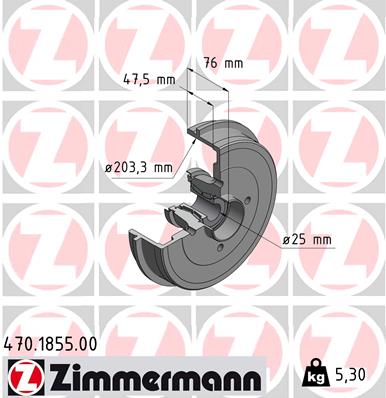 Brake Drum - 470.1855.00 ZIMMERMANN