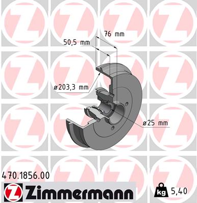 stabdžių būgnas - 470.1856.00 ZIMMERMANN